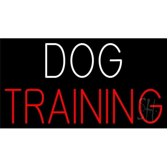 Dog Training Block 1 LED Neon Sign 13" Tall x 24" Wide - inches Black Square Cut Acrylic Backing, with Dimmer - Premium built indoor Sign for Club, Home décor, Event, Workshop, Storefront.