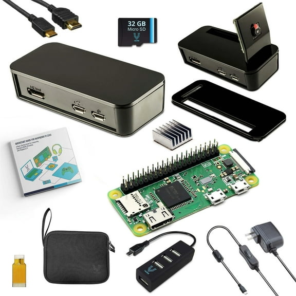 Vilros Raspberry Pi Zero W Complete Starter Kit With Pre-Soldered/Attached Header ABS V2 Black Case Edition