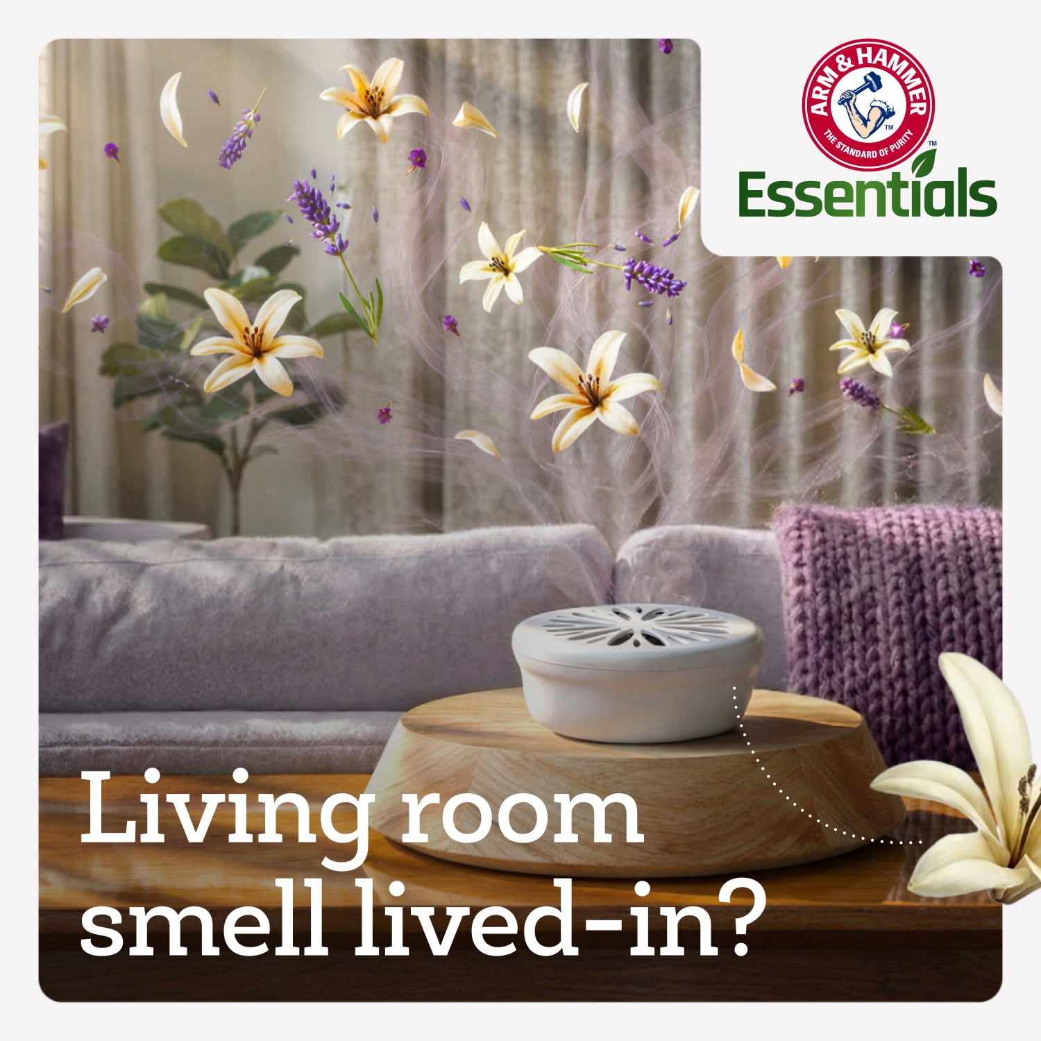 (3 pack) Arm & Hammer Essentials Odor Eliminator and Air Freshener, Lavender Vanilla, 8 oz.