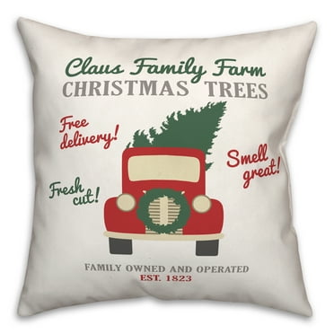 Creative Products Claus Family Christmas Tree Farm 16 x 16 Spun Poly Pillow