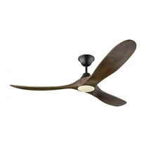 3 Blade 60 inch Ceiling Fan with Light Kit-Matte Black Finish-Dark Walnut Blade Color Bailey Street Home 96-Bel-3087748