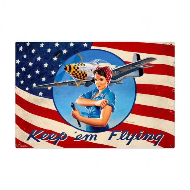 Made In The USA Pin-Up Metal Sign 12" by 18" 