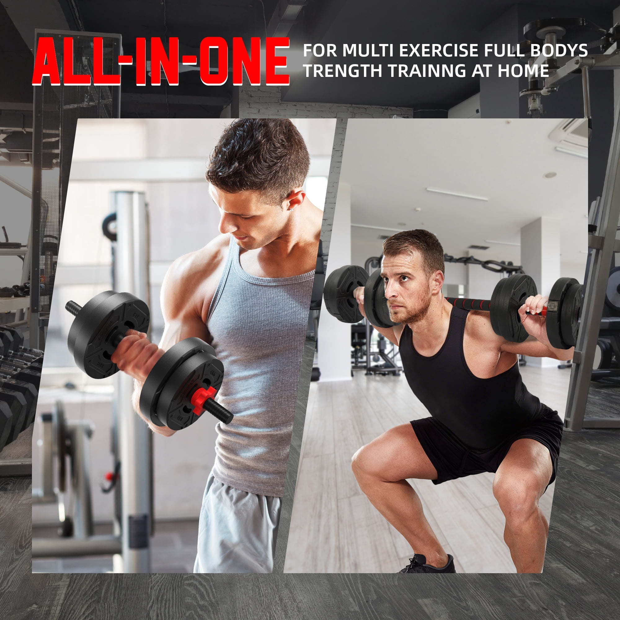 FlexWave Adjustable Dumbbell, Barbell, Kettlebell Set，Portable Multi-Functional Strength Training Kit, 2-in-1/4-in-1 & 40LB/60LB Weight Options，Multiple Combinations Available