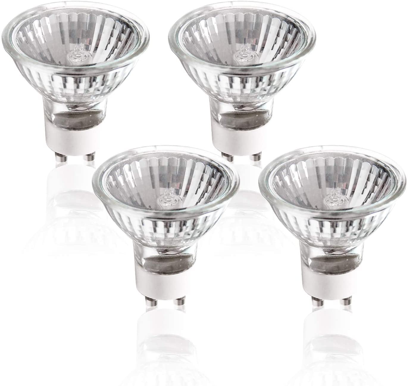 ETOPLIGHTING 4 Pack 50W GU10 Halogen Compact Size High Efficiency Flood Light Bulb 50 Watts 120V, Bright Output Soft White, Glass Cover & Dimmable, Warm White for Indoor and Outdoor, APL2185