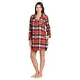 thumbnail image 3 of Ashford & Brooks Women's Flannel Plaid Long Lounge Shirt Sleep Nightshirt - Sunset - Medium, 3 of 5