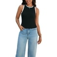 thumbnail image 2 of Camisetas casuales sin mangas de verano para mujer ATHLECHIC, con cuello redondo y bloques de color en negro, rosa y blanco, talla XL, 2 of 5