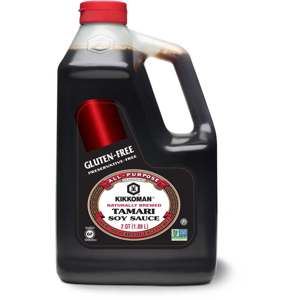 Kikkoman Preservative Free Gluten-Free Tamari Soy Sauce 0.5 Gallon - 6 per case.