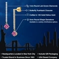 thumbnail image 2 of Gem Stone King 14K Yellow Gold Pink Moissanite and White Lab Grown Diamond Dangle Earrings for Women | 1.36 Cttw | Gemstone Birthstone | Round 5MM, 2 of 6