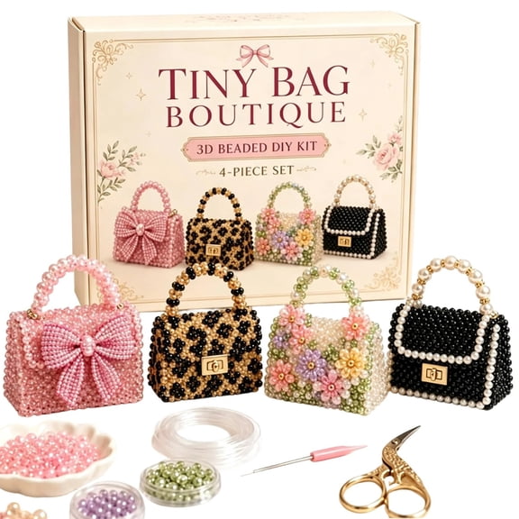 4 Styles Mini Handbag 3D Beaded DIY Craft Kit, Diy Crafts for Kids Ages 8-12 Beginner Handmade Ornament Set For Desktop Home Decor