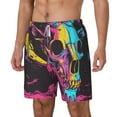 thumbnail image 2 of Uemuo Neon Gothic Skull Moon Pattern Mens Swim Trunks Quick Dry Board Shorts with Mesh Lining, Stretch Beach Shorts Quick Dry No-Chafing Board Shorts-Small, 2 of 9