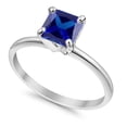 thumbnail image 3 of Solitaire Princess Cut Engagement Blue Sapphire CZ Ring 925 Sterling Silver Size 10, 3 of 6