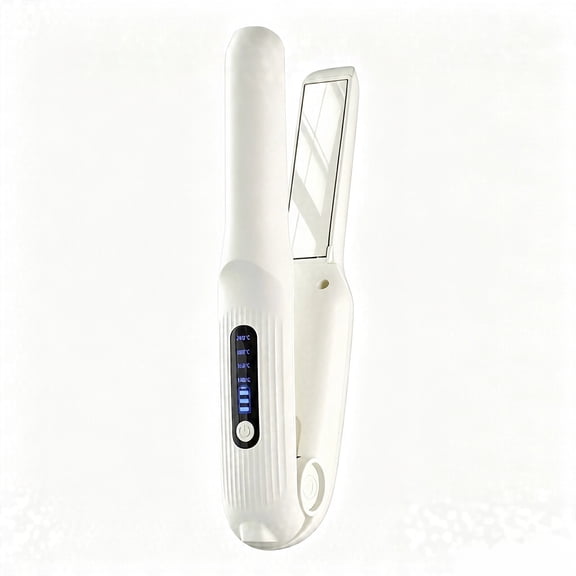 Cordless Mini Hair Straightener, 2 in 1 Straight & Curl Flat Iron Portable USB Rechargeable, 2 Colors Black & White ﻿