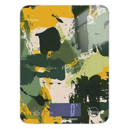 

Kitchen Electronic Scale Food Scale 7.68x5.71 inch Multifunctional Digital Kitchen Scale Tempered Glass Decorative Baking Cooking Meal Preparation Green Camouflage