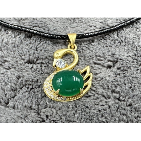 kiki home Genuine Natural Jade Gemstone Jewelry Swan necklace inlaid with chalcedony