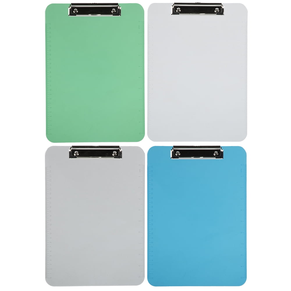 JAM Paper Plastic Clipboards with Low Profile Metal Clip, 9 x 12 1/2, Assorted Multicolor, 4 per Pack