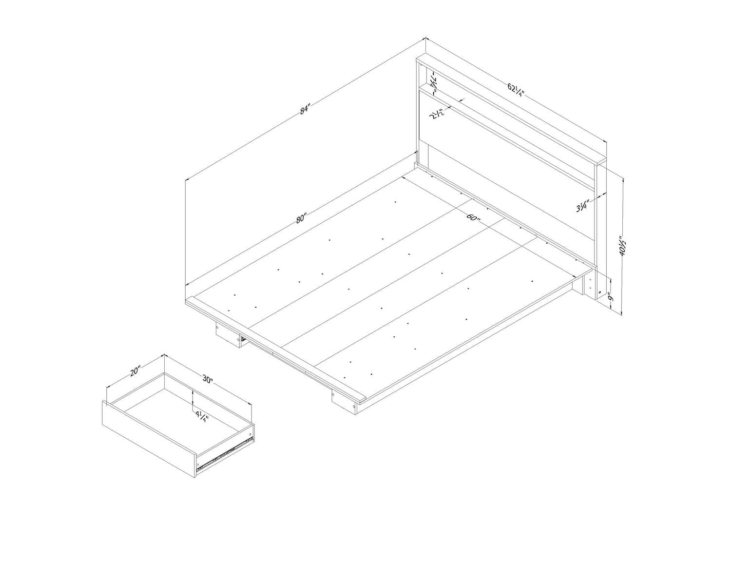 Tête de lit Double / Queen, fini Noyer naturel, collection Holland de Meubles South Shore