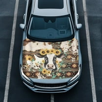 Uorisanigo Vintage Aztec Geometric Cow Auto Hood Cover Straps Reinforcement Car Hood Flag Cover Elastic Snow Car Cover Suitable Most Automotive Sedans Trucks Pickup Sports Cars