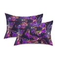 thumbnail image 2 of Satin Pillow Case Colorful Butterflies Outline Standard Silk Pillow Cover for Hair and Skin Envelope Closure 20"x26", 2 of 9