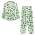 thumbnail image 4 of SCRAWLGOD Green Leaf Pajamas Women Long Sleeve Button Up Pjs for Women Set of 2 Size XS V-Neck Women's Pajama with Pockets Elastic Women Loungewear Set, 4 of 7
