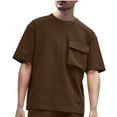 thumbnail image 1 of pstuiky Camisas de manga corta para hombre, Camisa informal de manga corta con cuello redondo y color liso para hombre ropa de hombre m, 1 of 5
