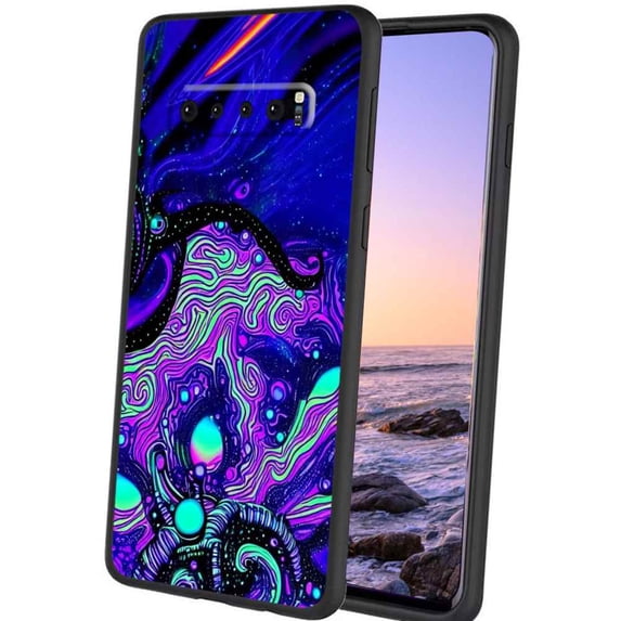 Compatible with Samsung Galaxy S10+ Plus Phone Case, Psychedelic-Trippy-Alien-Art-Visuals-Colours09 Case Men Women, Flexible Silicone Shockproof Case for Samsung Galaxy S10+ Plus