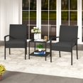 thumbnail image 4 of Gymax 3 Piece Patio Furniture Set Outdoor Wicker Chair & Table Set w/ Seat Cushions Black, 4 of 10