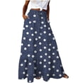 thumbnail image 2 of Jsaierl Women's Polka Dot Tiered Maxi Skirt, Drawstring Waist Casual Flowy Skirt, Retro Ditsy Print Skirt for Picnic & Brunch, 2 of 7
