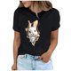thumbnail image 2 of Tops de Cuello Alto para las Mujeres Amante Impreso Camiseta Cuello Redondo Manga Corta, Poliéster Spandex, 2 of 7