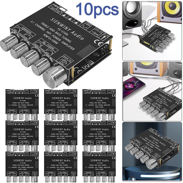 Módulo Amplificador Audio 3 Canales 2.1 50WX2 100W CS8673E Compatible Con Dientes Azul