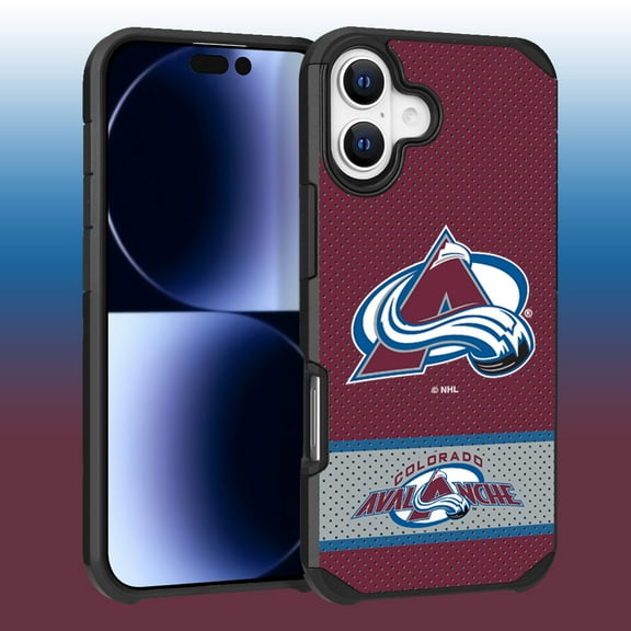 Apple iPhone 16 (6.1) - NHL Licensed Colorado Avalance Team Logo on Jersey Textured Dual Layer Case
