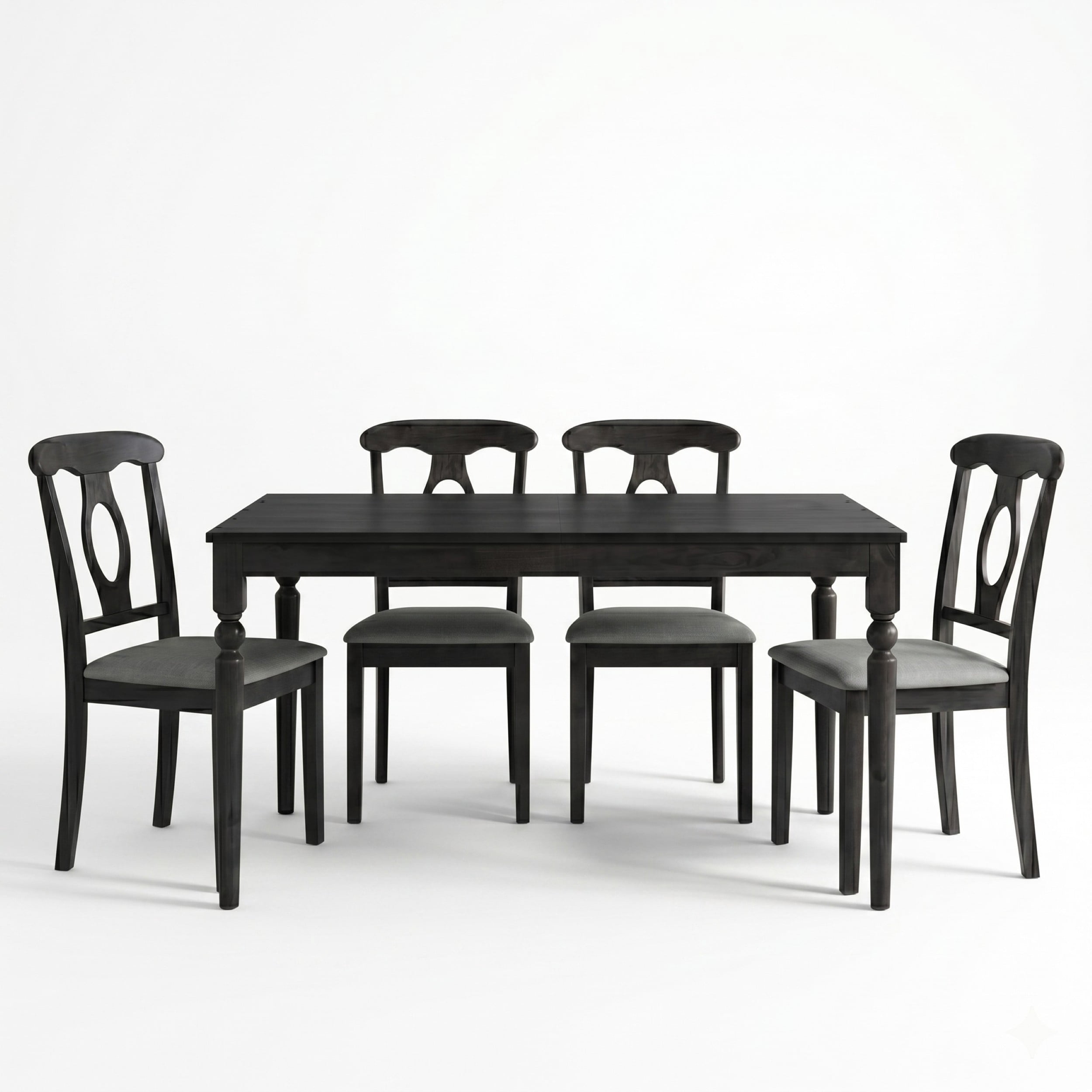Home Design Modesto 5-Piece Dining Set, Rectangular Table with Upholstered Chairs, Sturdy Construction, Timeless Design, Black