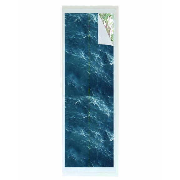 Window Privacy Film Dark Blue Nautical Stained Glass Window Film Decorative Sun Block Window Cover Ocean Beach Coastal Seaside Window Clings Static Adhesive Sticker for Bathroom 17.7"x78.7"