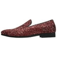 thumbnail image 3 of Santimon Mens Dress Shoes Paillette Loafers Metallic Slip-On Casual Business Shoes Red 7 US, 3 of 7