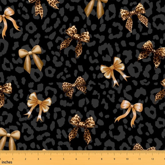 Erosebridal Gold Leopard Bow Fabric by the Yard 1 Yard, Cheetah Print Ribbon Home Decor Fabric by the Yard