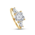 thumbnail image 4 of 2 Ct 8MM Heart & Tapered Cut Lab Created Moissanite Diamond Three Stone Engagement Promise Ring 14K Yellow Gold Over Sterling Silver(G-H Color,VVS1 Clarity)-7.5, 4 of 7