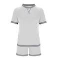 thumbnail image 3 of WCJM Women Short Sleeve Sets Crewneck Striped Tops And Shorts 2 Piece Sets With Pockets Bralettes for Women, 3 of 5