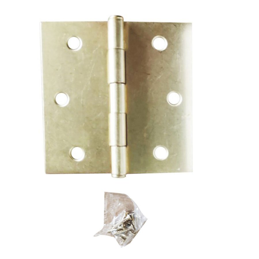GD8037-BP40 SQUARE IRON HINGE, WOOD DOOR HINGE BRASS PLATED, 4"x4"x2.2 1PAIR(2PCS)-PACK IN PP BAG,WITH SCREWS - image 1 of 1