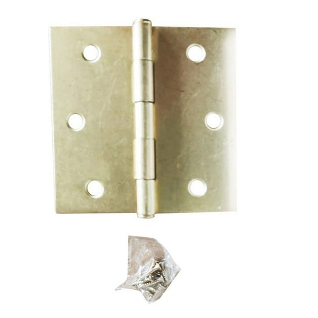 GD8037-BP40 SQUARE IRON HINGE, WOOD DOOR HINGE BRASS PLATED, 4"x4"x2.2 1PAIR(2PCS)-PACK IN PP BAG,WITH SCREWS