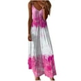 thumbnail image 2 of Nmnitkp Women's Summer Maxi Dress Casual V-Neck Sleeveless Bohemian Spaghetti Strap Floral Long Maxi Dress with Pockets S-2XL, 2 of 5