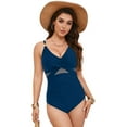 thumbnail image 3 of Leey-World Women’s Tummy Control One Piece Swimsuit with Built-in Mesh Shapewear, Adjustable Straps & Push-Up Support Onepiece Swimsuit Women(Blue,2XL), 3 of 9