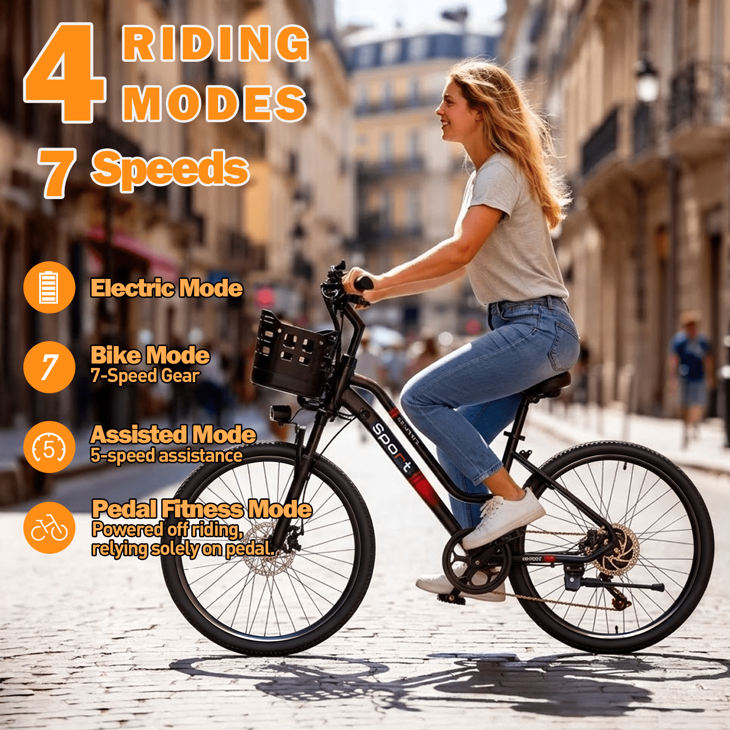 BroPath Electric Bike for Adults,26"Electric Bike,40+ Miles,7-Speed,25MPH by 800W(Peak) Motor Mountain Ebike,576Wh Internal Battery,Electric Bicycles for Commuting,Lightweight Ebike,UL2849