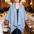 thumbnail image 6 of Lutiedan Shawl Wraps for Women, Soft Elegant Poncho Cape with Pockets, Open Front Scarf Blanket Cardigan for Fall Winter,Light Blue, 6 of 7