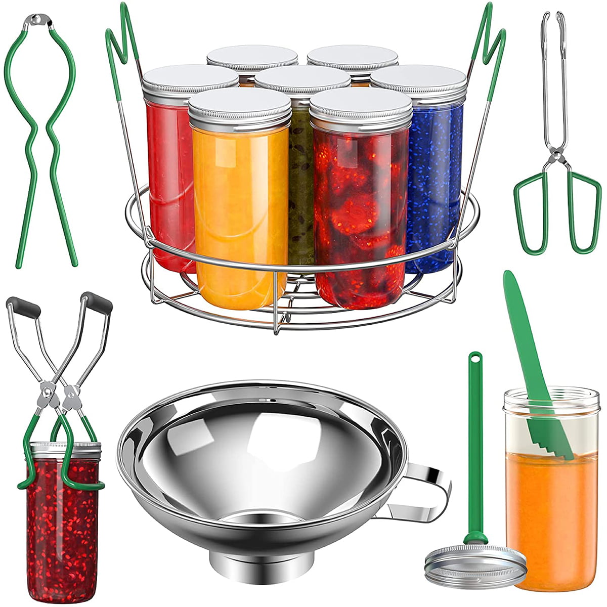 Canning Pot with Rack and full Set + ½ Pint ladle Measuring Cups - Supplies  Kit for Beginner, Food Grade Stainless Steel Accessories Starter