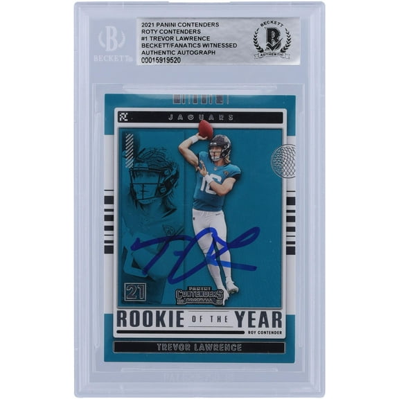 Trevor Lawrence Jacksonville Jaguars Autographed 2021 Panini Contenders ROY Contenders #ROY-TLR Beckett Fanatics Witnessed Authenticated Rookie Card - Fanatics Authentic Certified