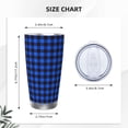 thumbnail image 4 of Picia Buffalo Plaid Blue Black Pattern 20 oz Tumbler Stainless Steel Vacuum Insulated Coffee Ice Cup Double Wall Travel Flask Dual Lid Water Bottle, Eco-friendly Car Cup-Straw Three-piece Set, 4 of 8