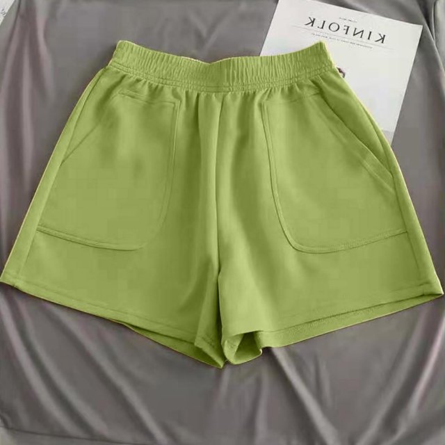 aidice Womens Causal Shorts Elastic High Waisted Shorts with Pockets Summer Cotton Soft Comft Shorts