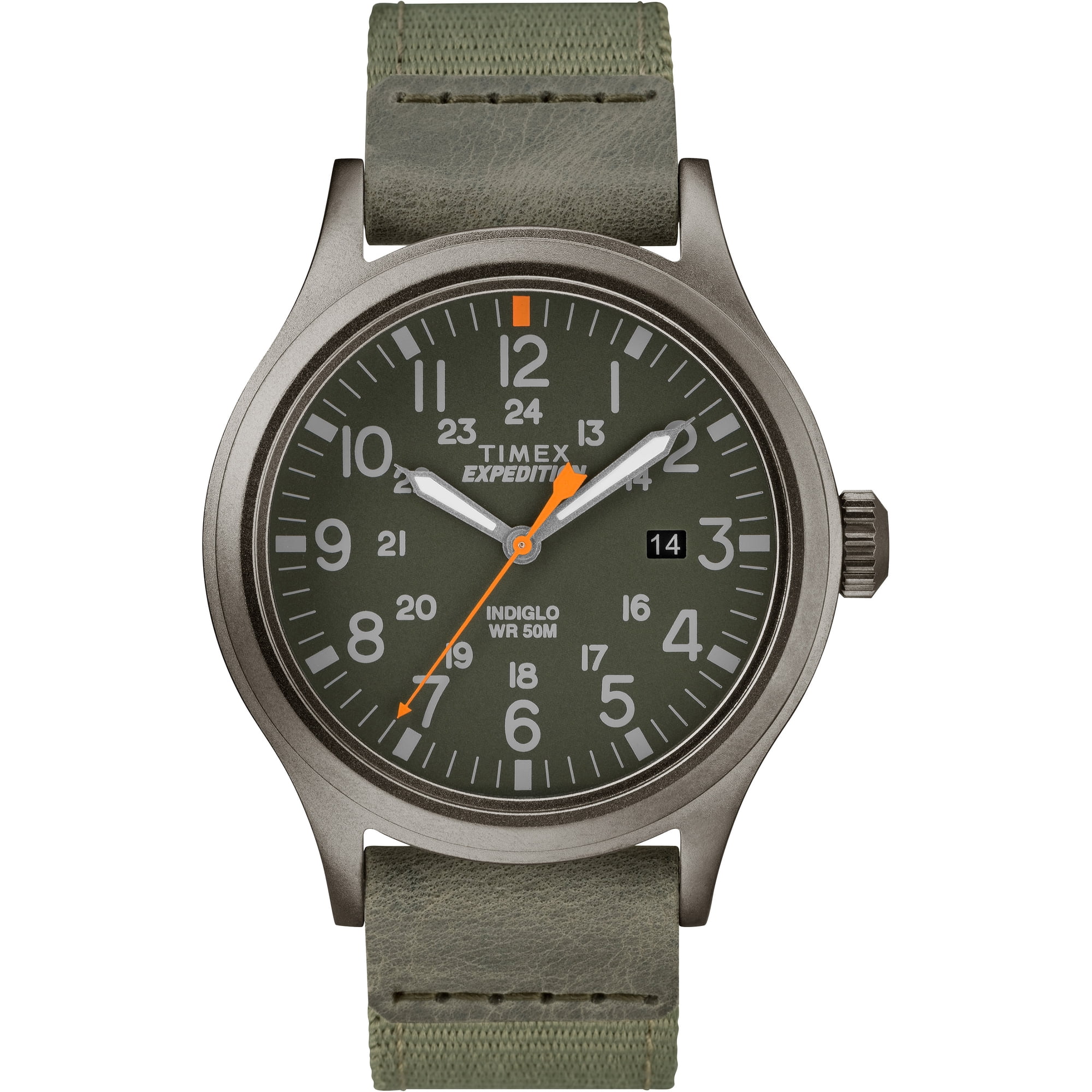 Men's Expedition Scout 40 Green/Gray Watch, Leather/Nylon Strap