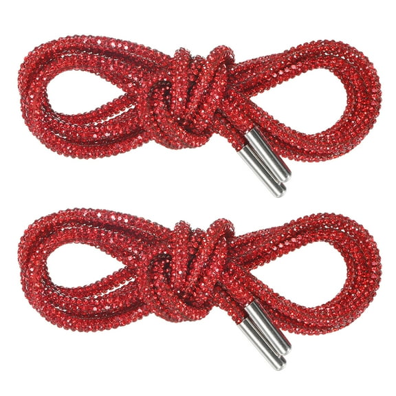 Uxcell 1-Pair Rhinestone Shoelaces 55" Crystal Cords for Sneakers Red