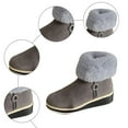 thumbnail image 6 of Women's Wedge Platform Fluffy Ankle Boots Vintage Suede Mid Calf Winter Booties Comfortable Non Slip Dress Boots Gray Size 40, 6 of 7