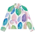 thumbnail image 4 of Jackets for Women Winter Coat Jackets Flannel Stand Collar Jacket(Watercolor Leaf Pattern Print,Size:S-4XL), 4 of 7